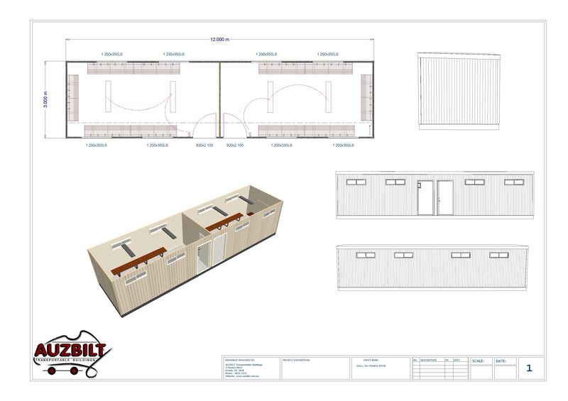 12m x 3m Change Room 2 of 6m x 3m Room
